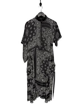 Sacai Black Satin Paisley Shirt Dress
